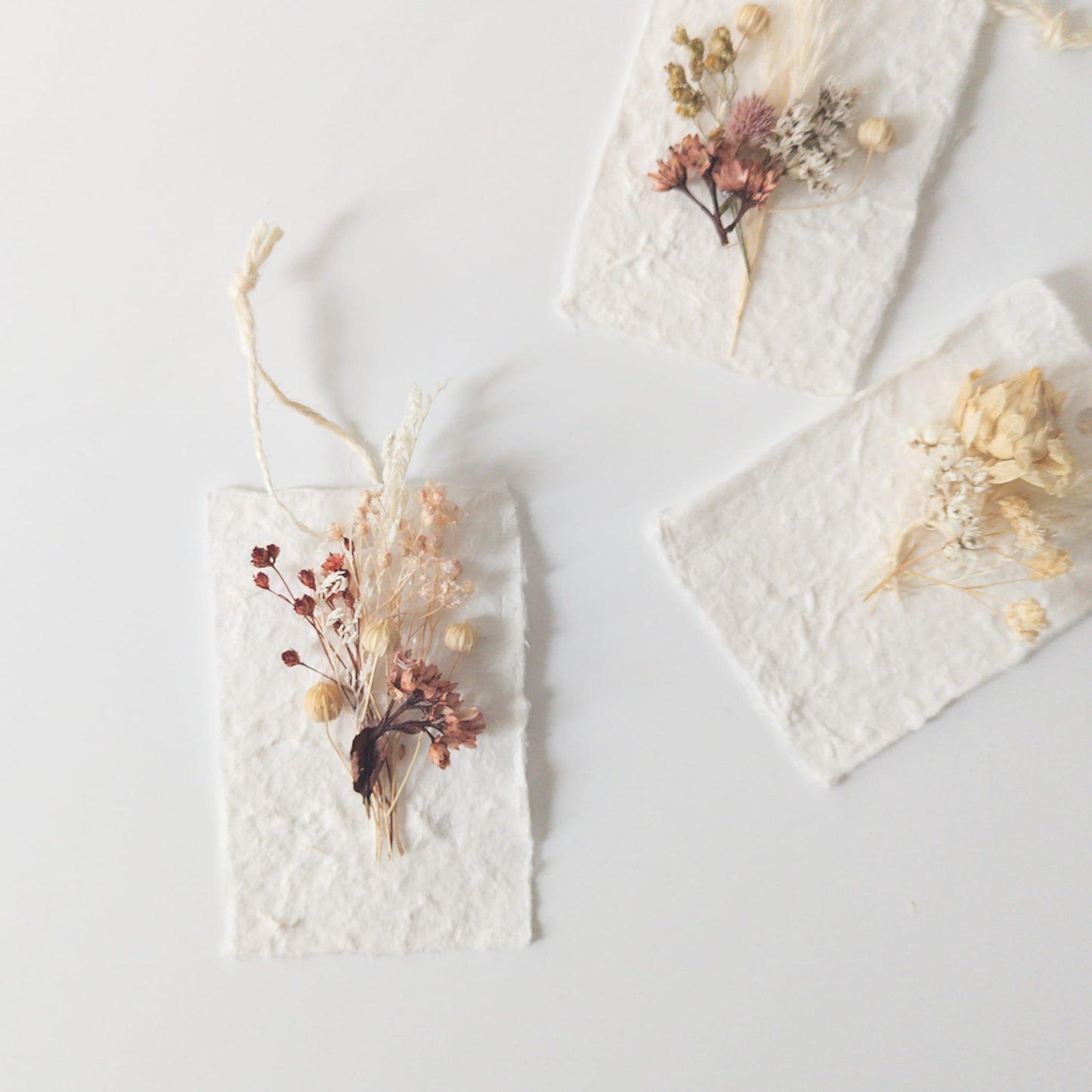 Beautiful dried flower tags used for artisan boutique packaging