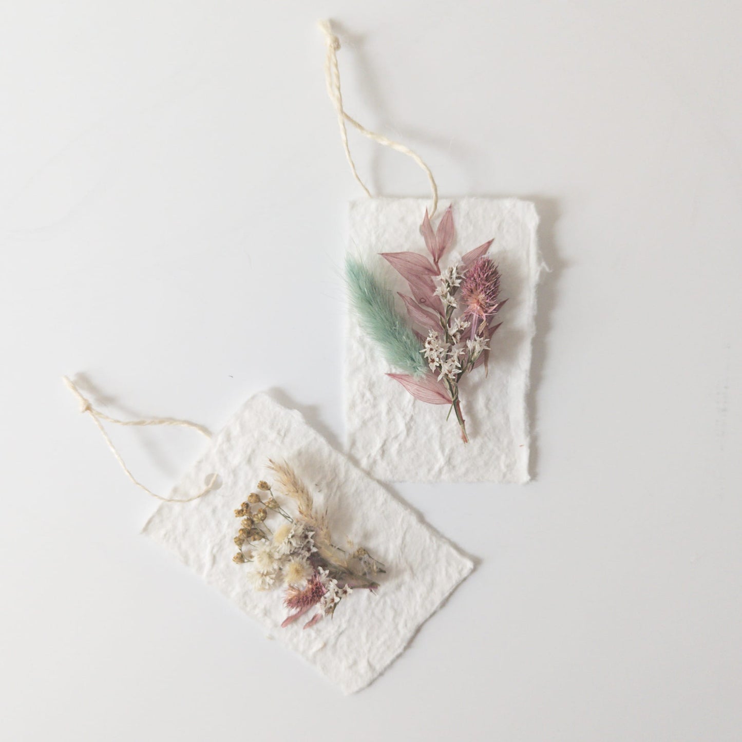 Set of handmade dried flower gift tags, perfect for weddings and gifts