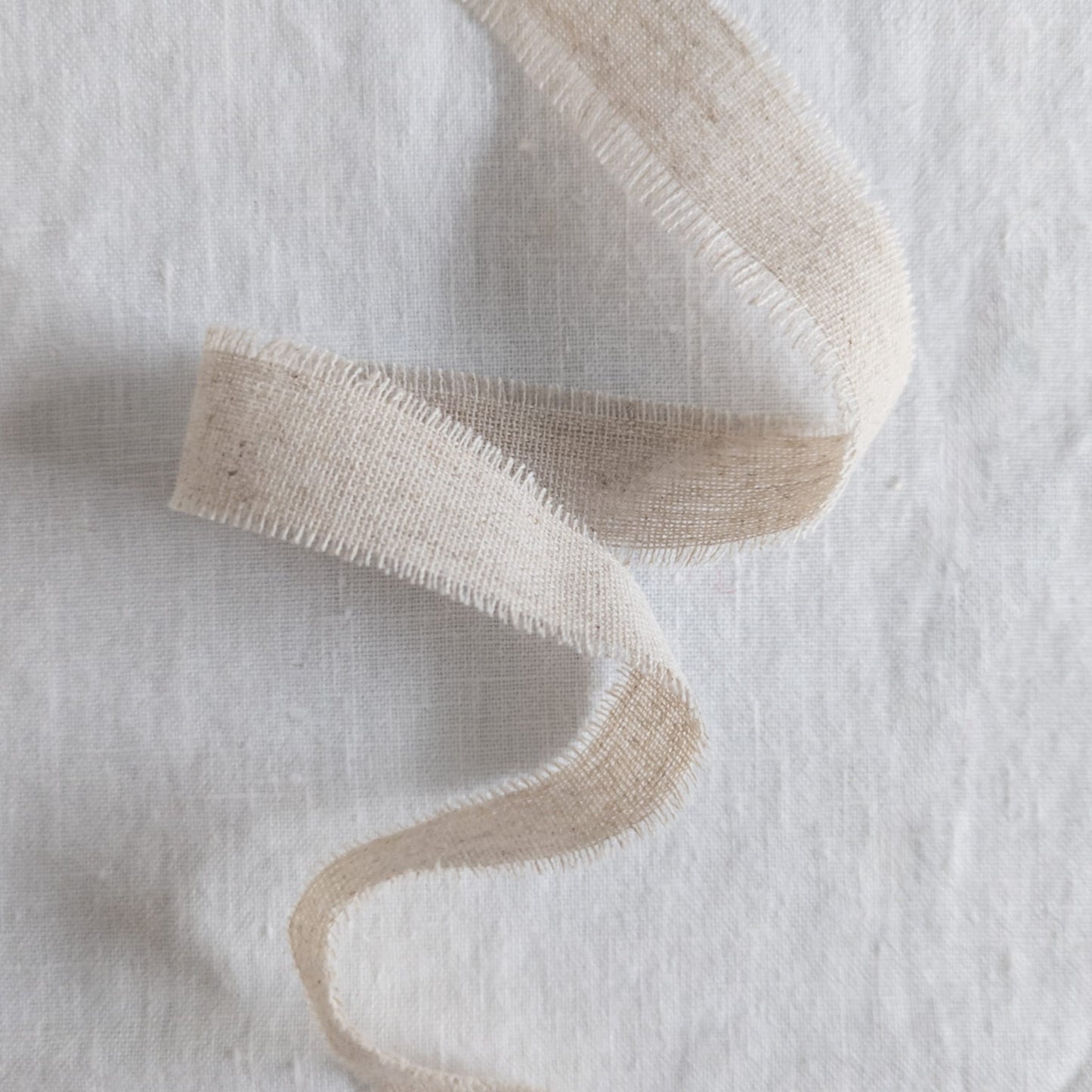 Linen Ribbon – Natural White & Blue Stripes for Gift Wrapping & Crafts